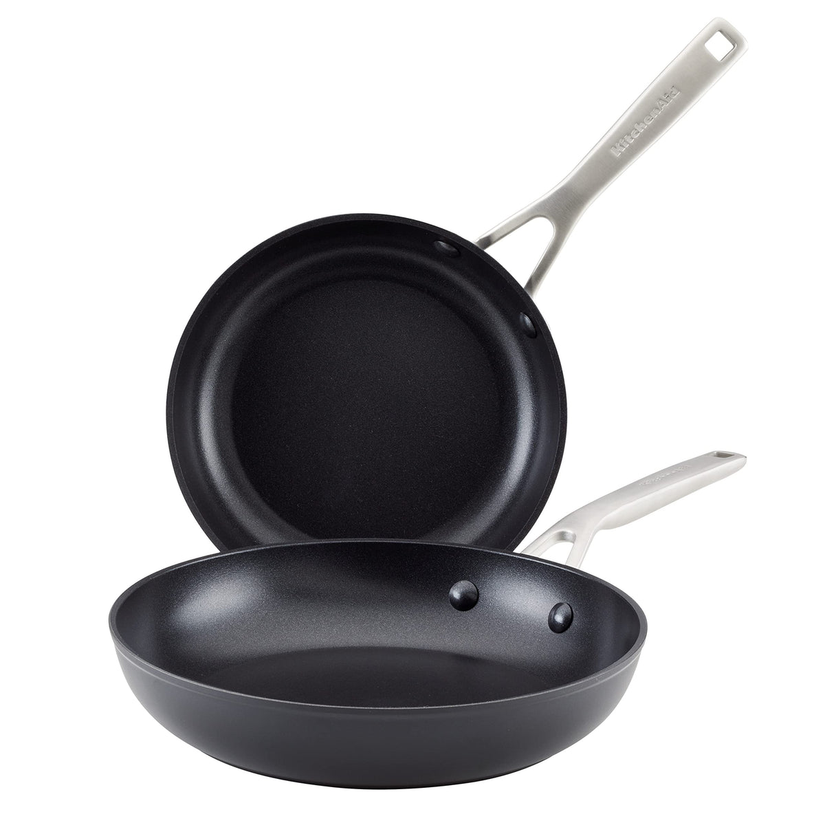 KitchenAid Hard Anodized Induction Nonstick Frying Pan Set, 8.25 in and 10 in, Matte Black