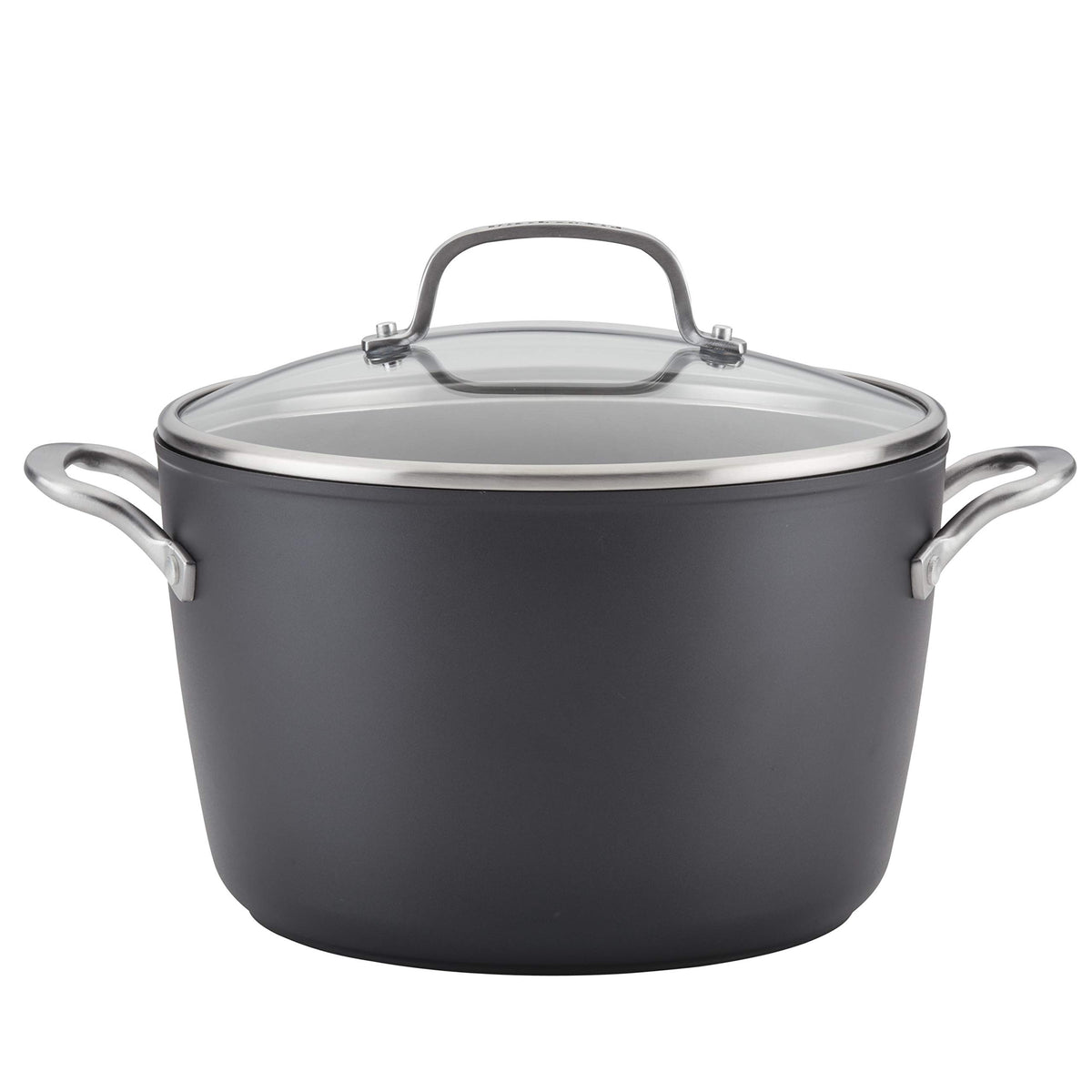 KitchenAid Hard Anodized Induction Nonstick Stockpot with Lid, 8 Quart, Matte Black