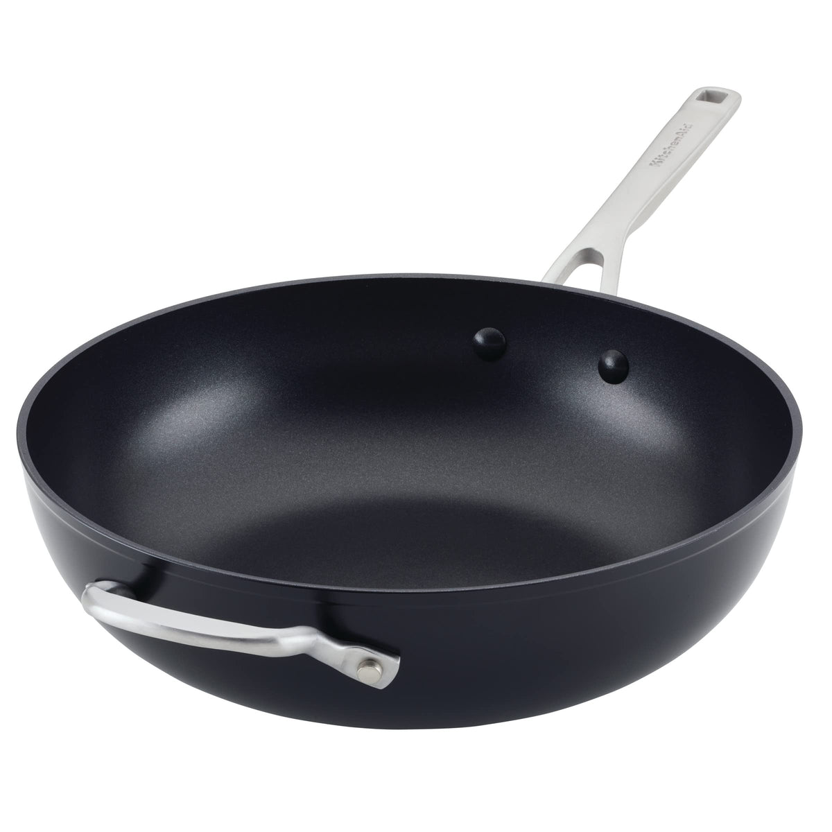 KitchenAid Hard Anodized Induction Nonstick Stir Fry Pan / Wok with Helper Handle, 12.25 in, Matte Black